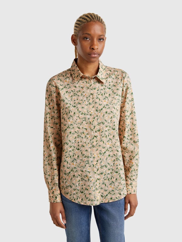 Camicia verde a fiori Donna