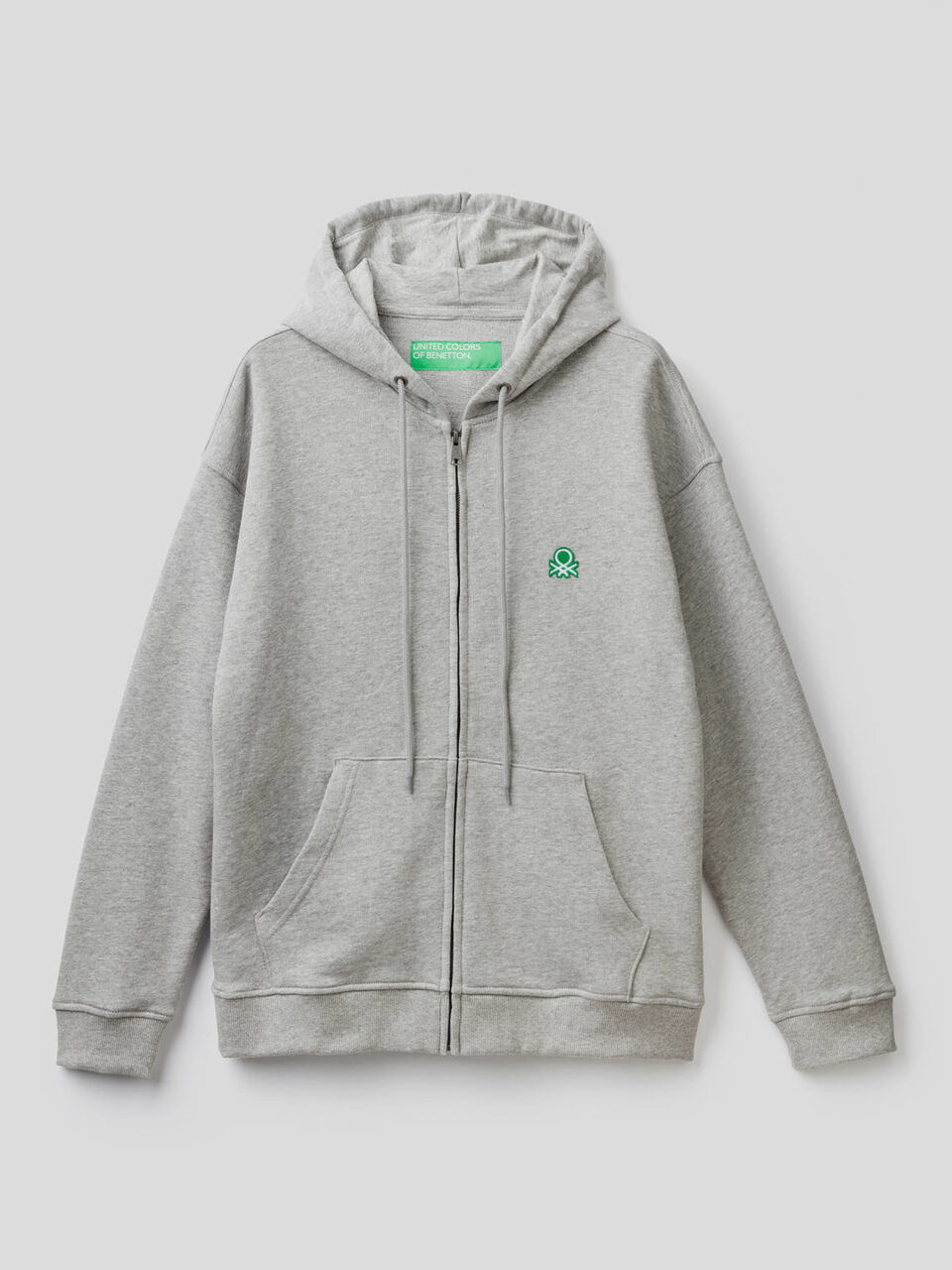 Felpa in cotone con zip e cappuccio image number 1