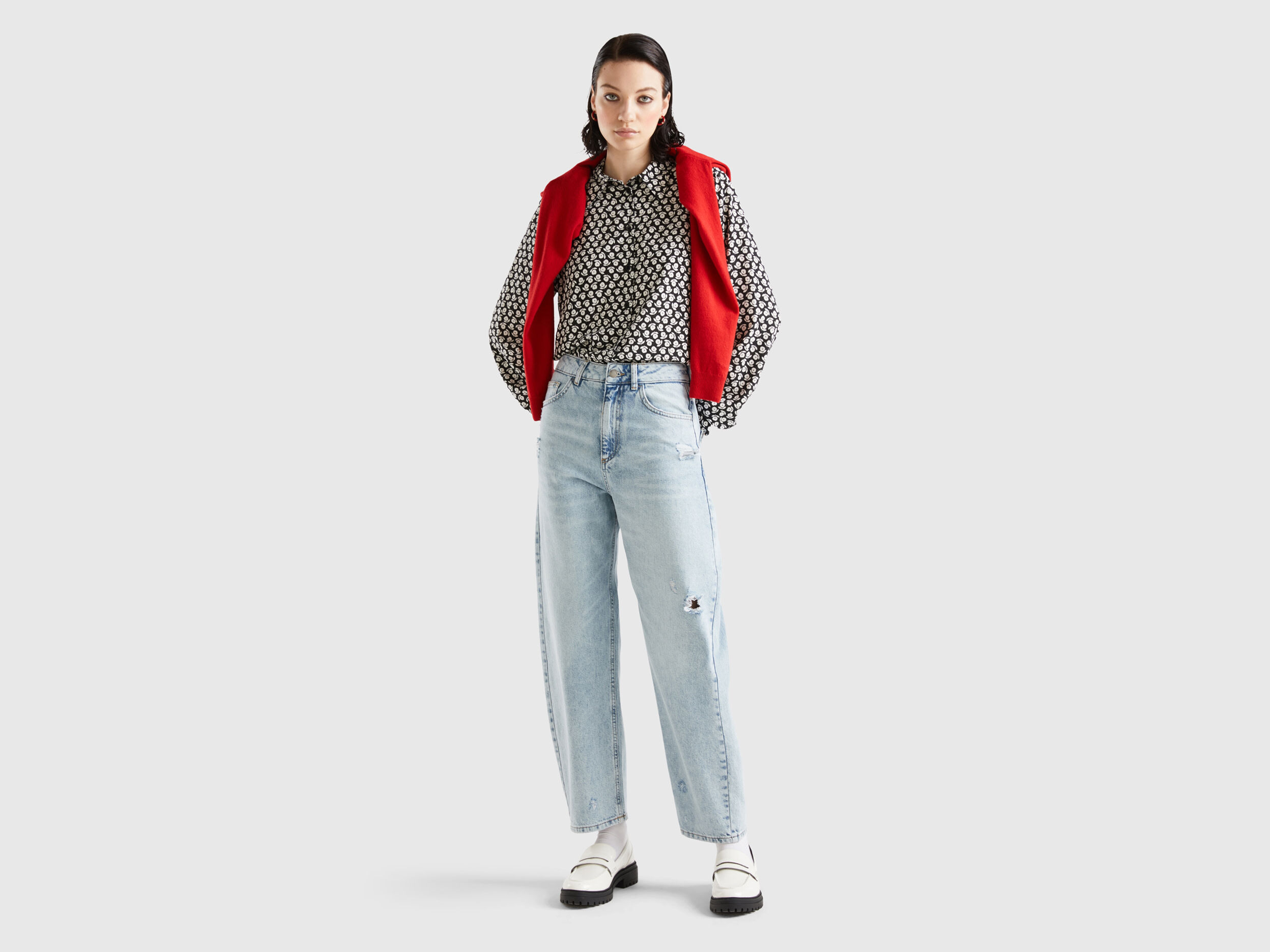 Jeans balloon fit Azzurro Donna Benetton