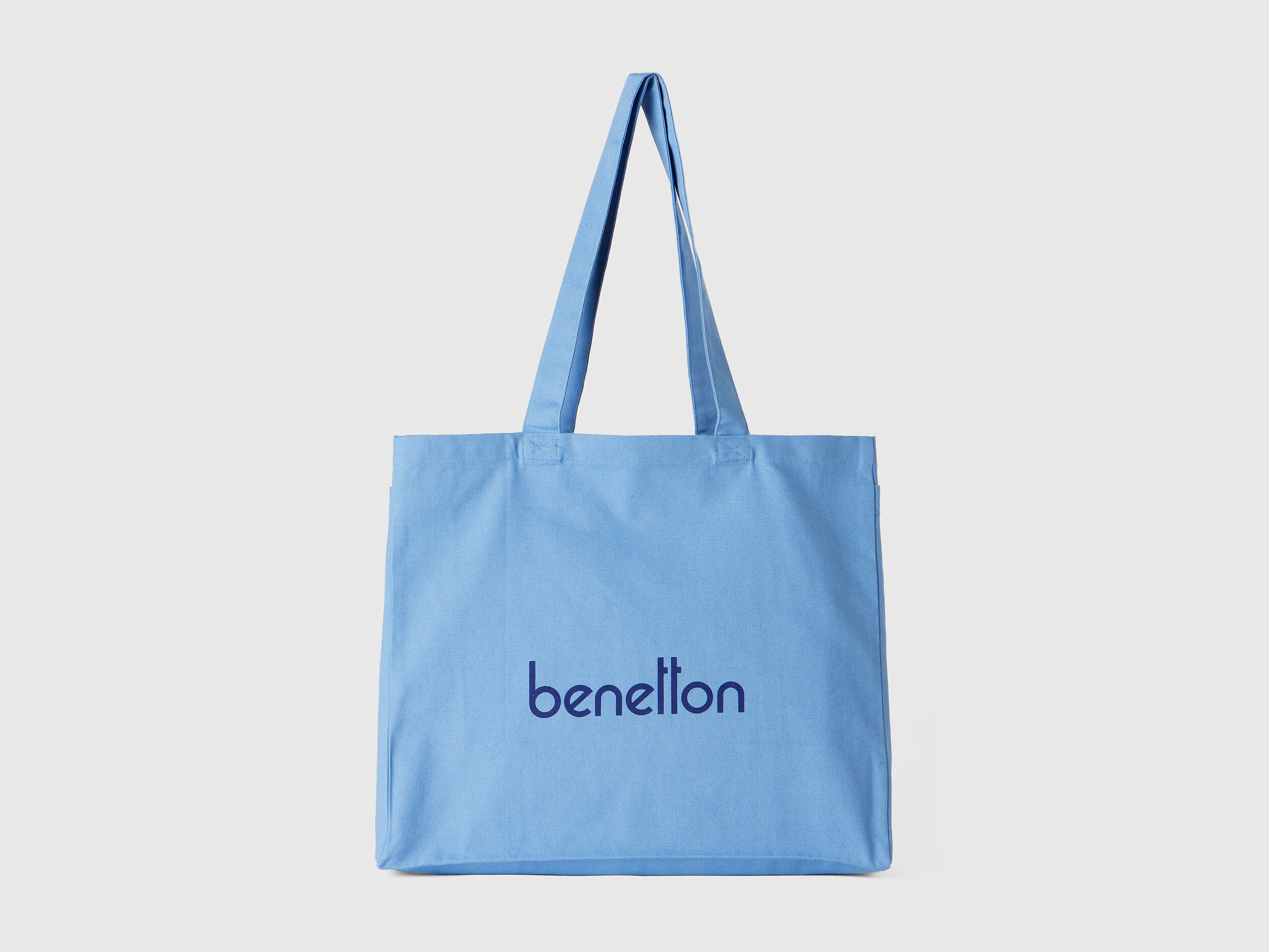 Tote bag azzurra in puro cotone Azzurro Benetton
