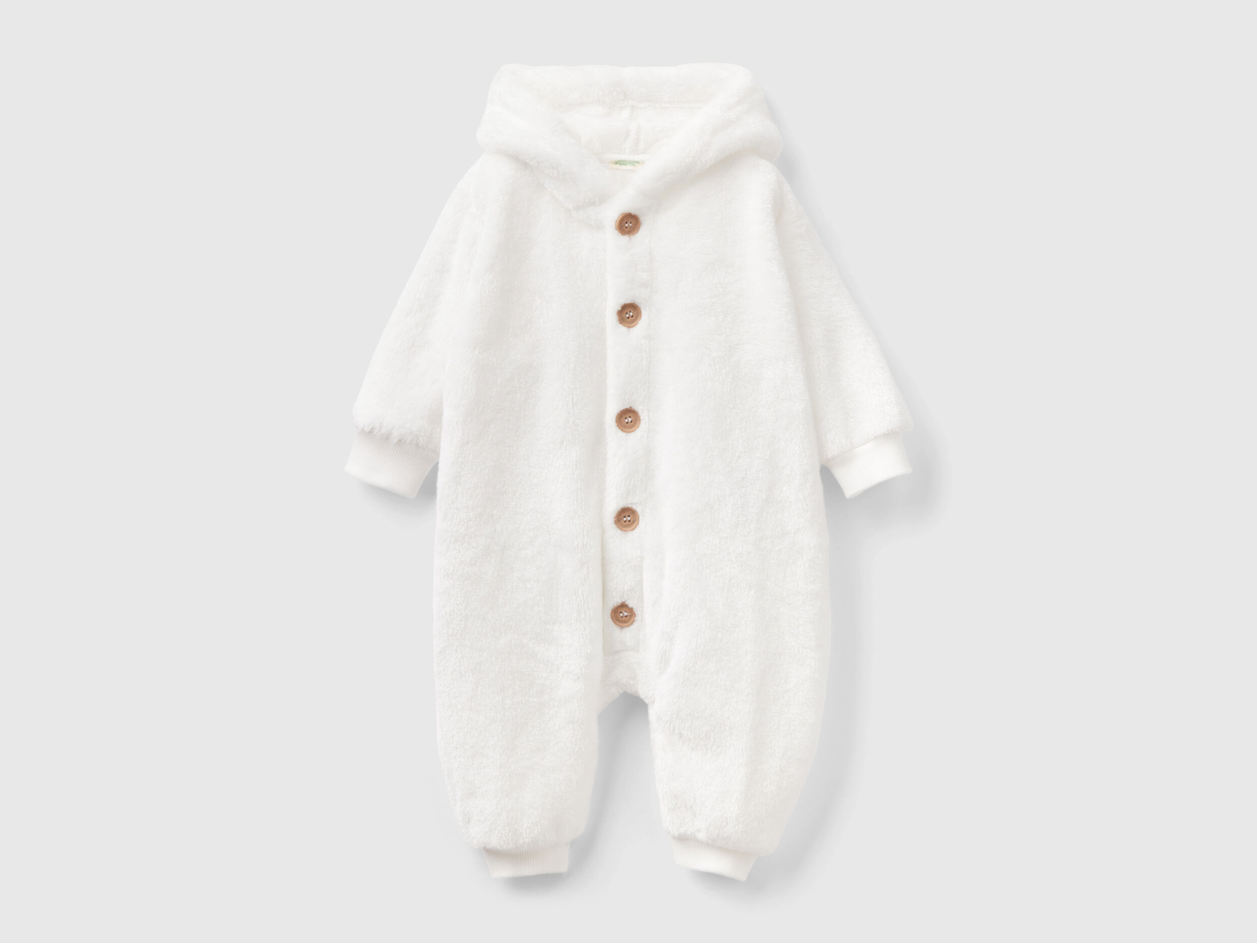 Tutina in pelliccetta sintetica Bianco Neonato Benetton