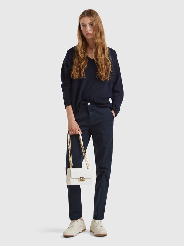 Chino slim fit in cotone blu scuro Donna