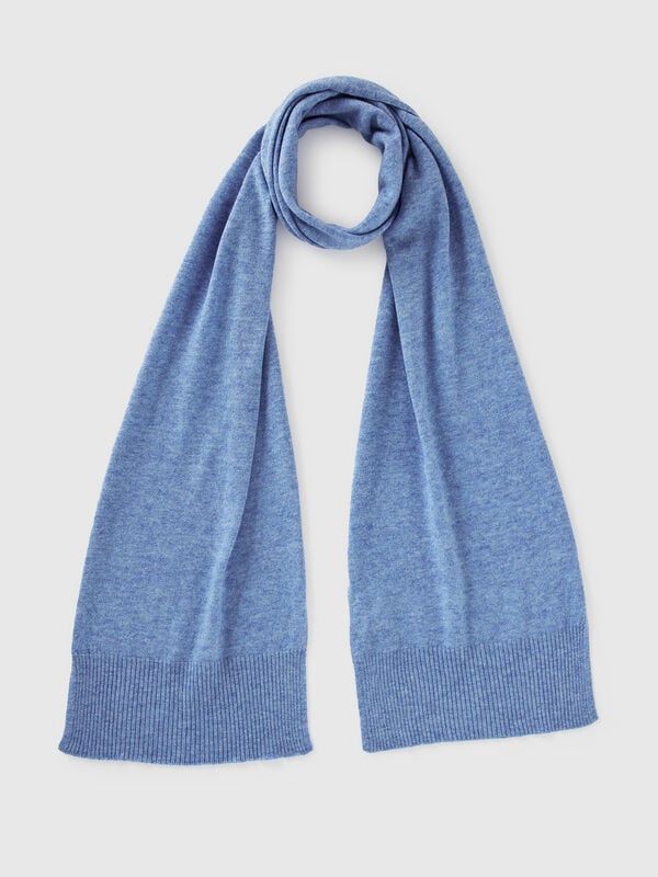 Sciarpa azzurro mélange in pura lana Merino Donna