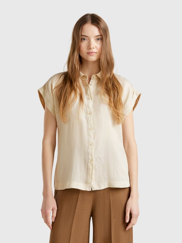 Camicia regular fit in puro lino Donna