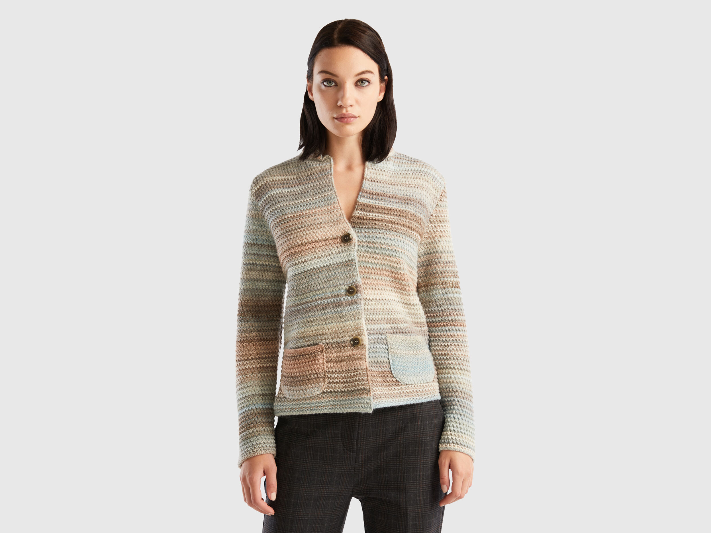 Giacca in maglia di misto lana multicolor