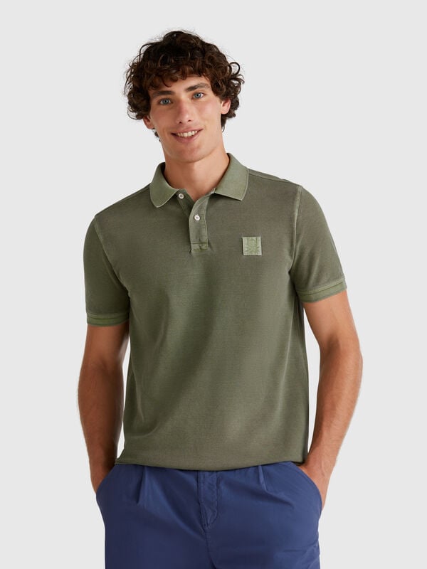 Polo verde militare regular fit Uomo