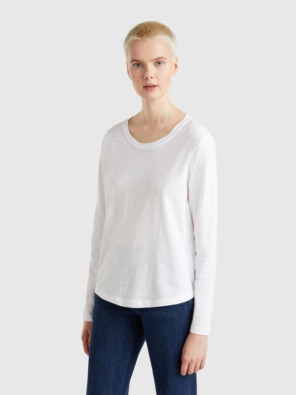 T-shirt manica lunga in cotone leggero Donna