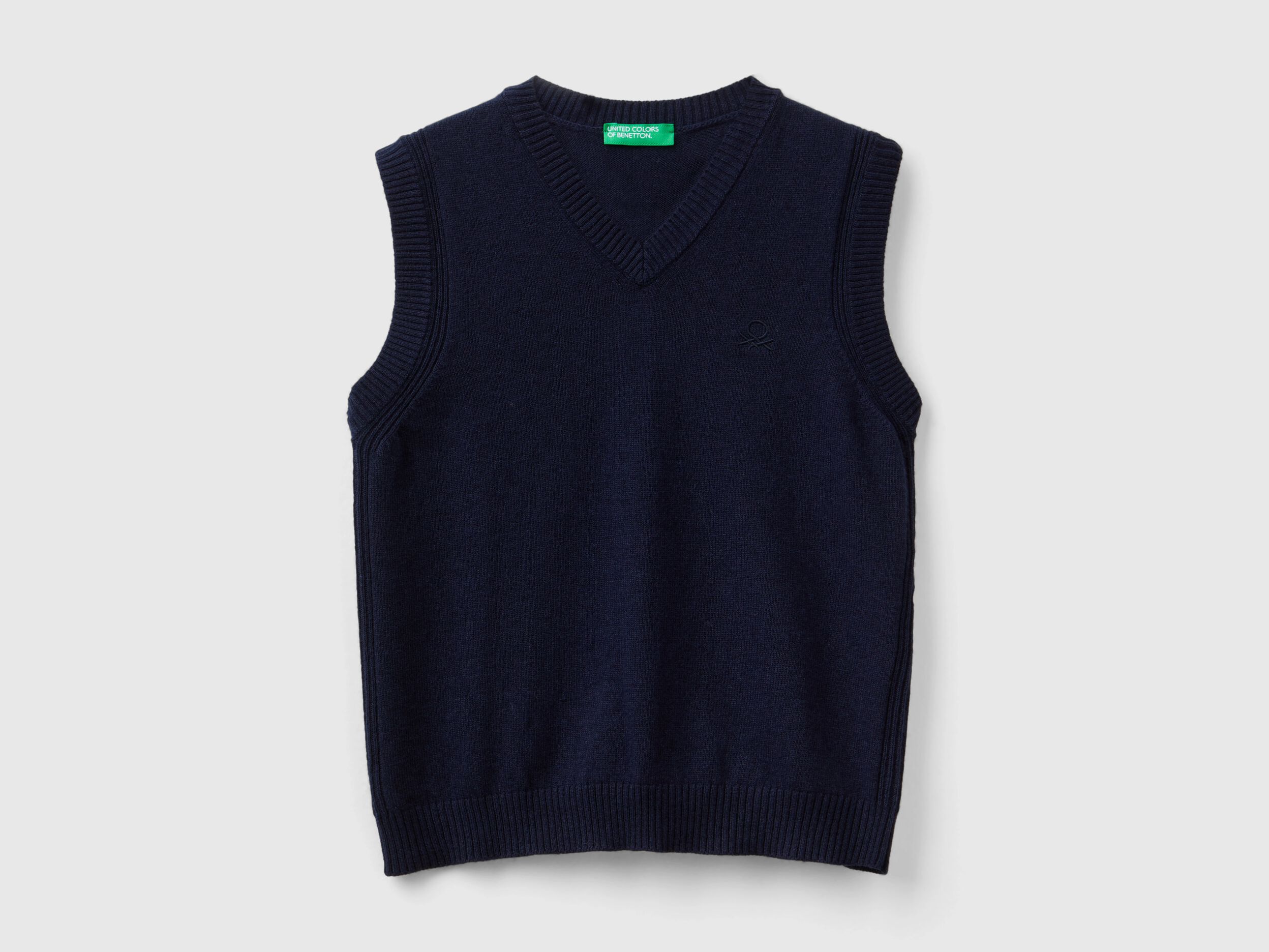 Gilet in misto lana e cashmere Blu Scuro Benetton