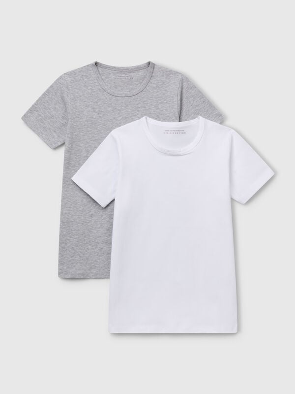 Due t-shirt in cotone bio stretch Bambino