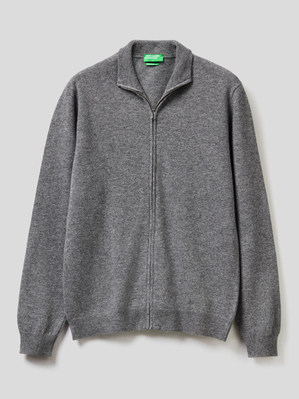 Cardigan con zip 100% lana vergine image number 1