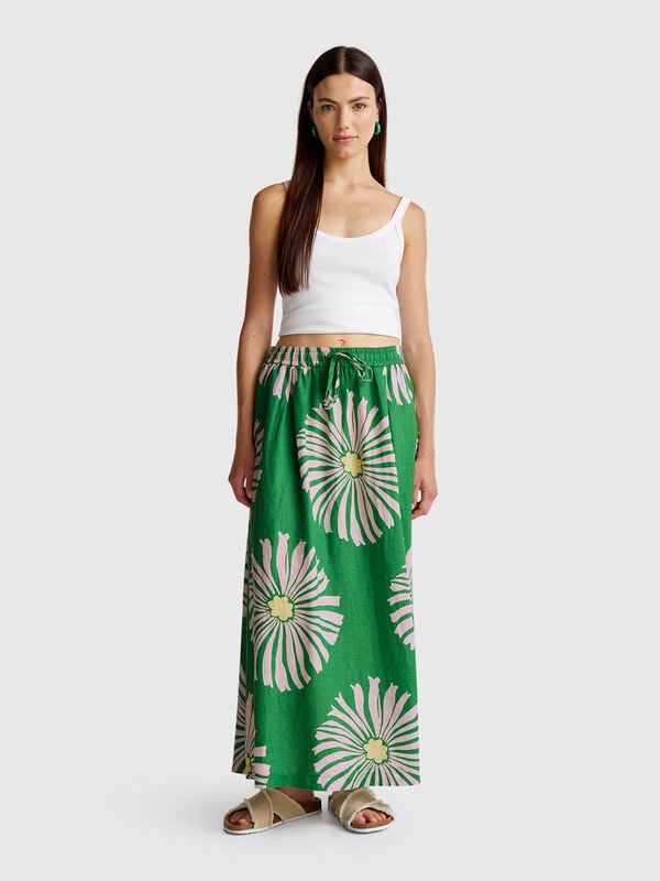 Gonna midi con stampa fiori Donna