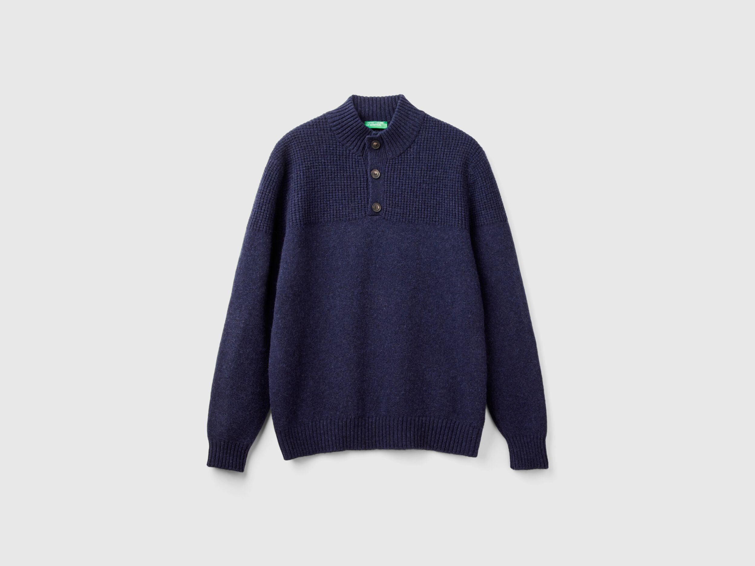 Maglia con collo alto in pura lana Shetland Viola Benetton