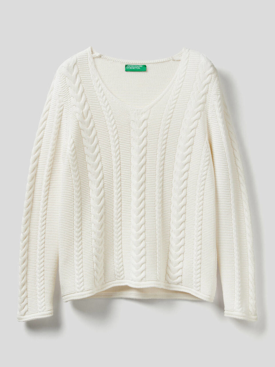 Maglia a trecce in puro cotone image number 1