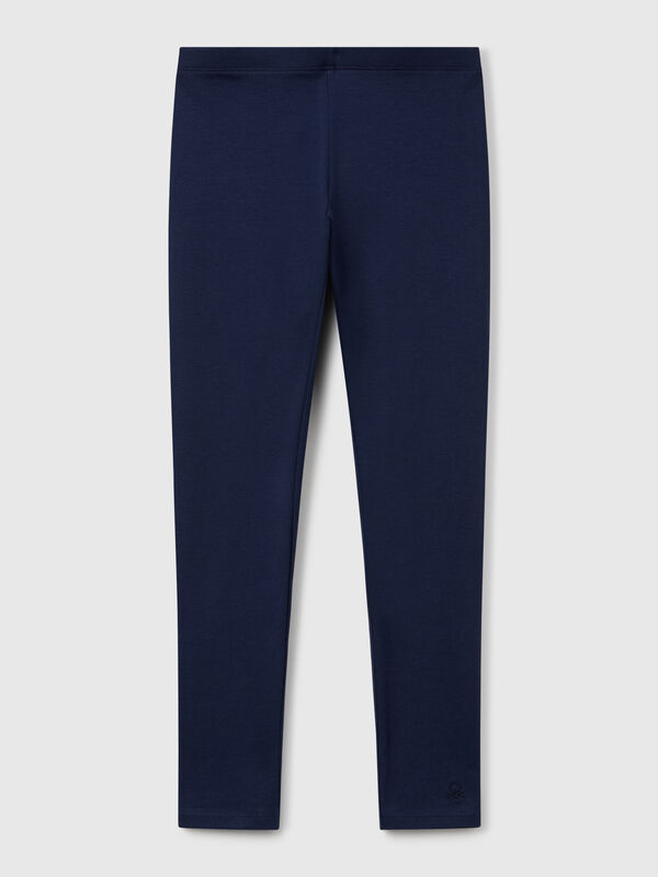 Leggings in cotone stretch con logo Bambina