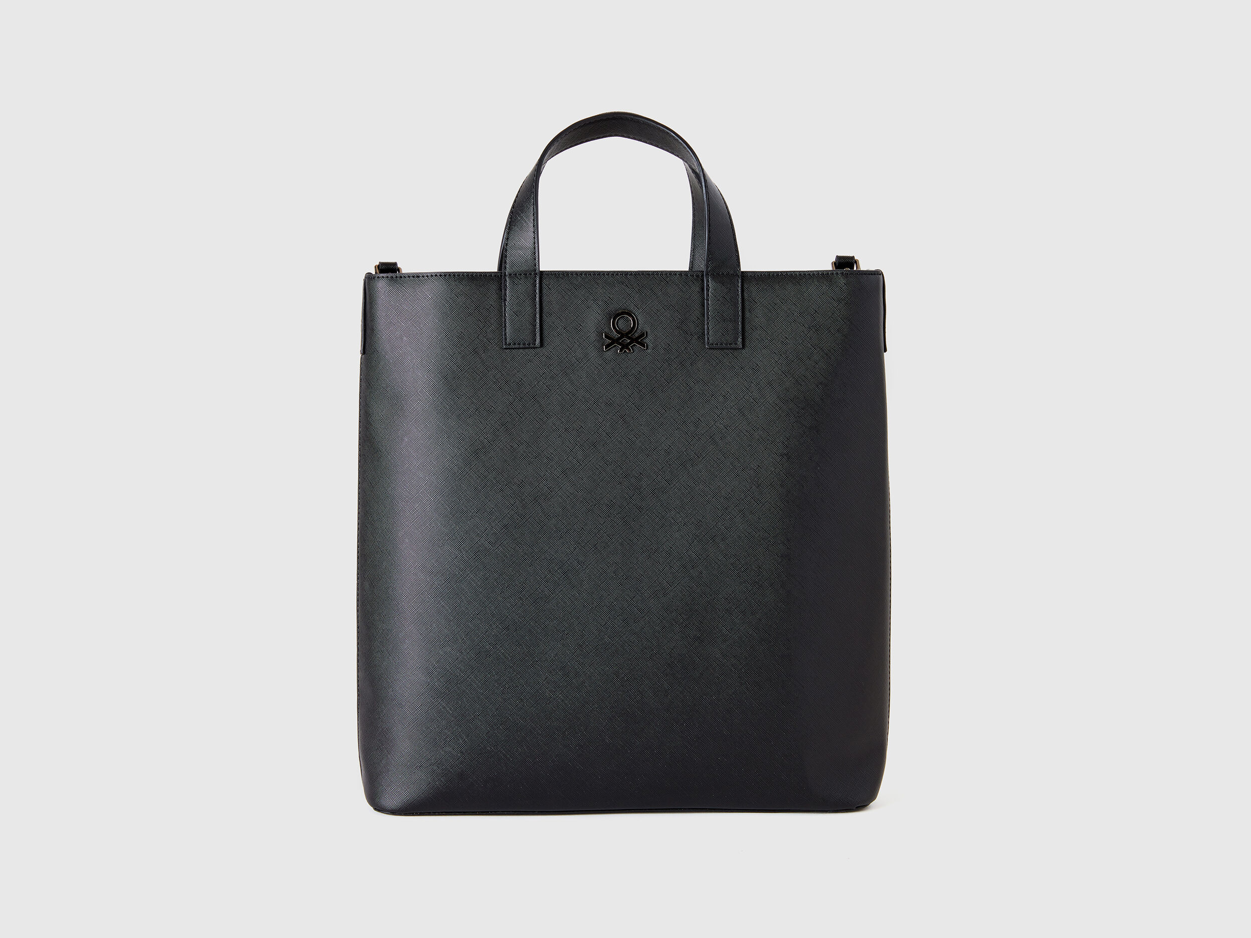 Shopping bag in tessuto spalmato Nero Benetton
