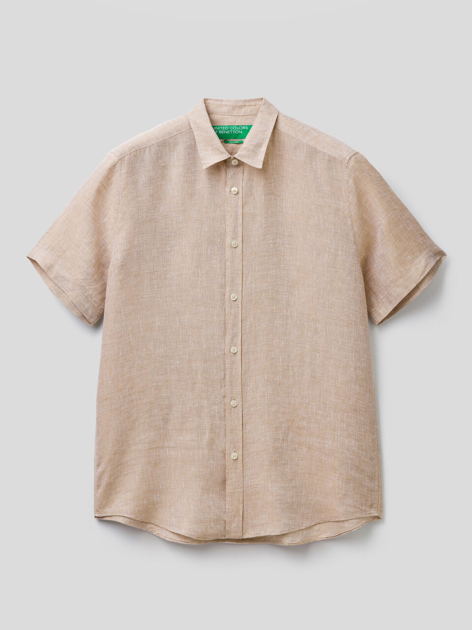 Camicia a manica corta 100% lino image number 1