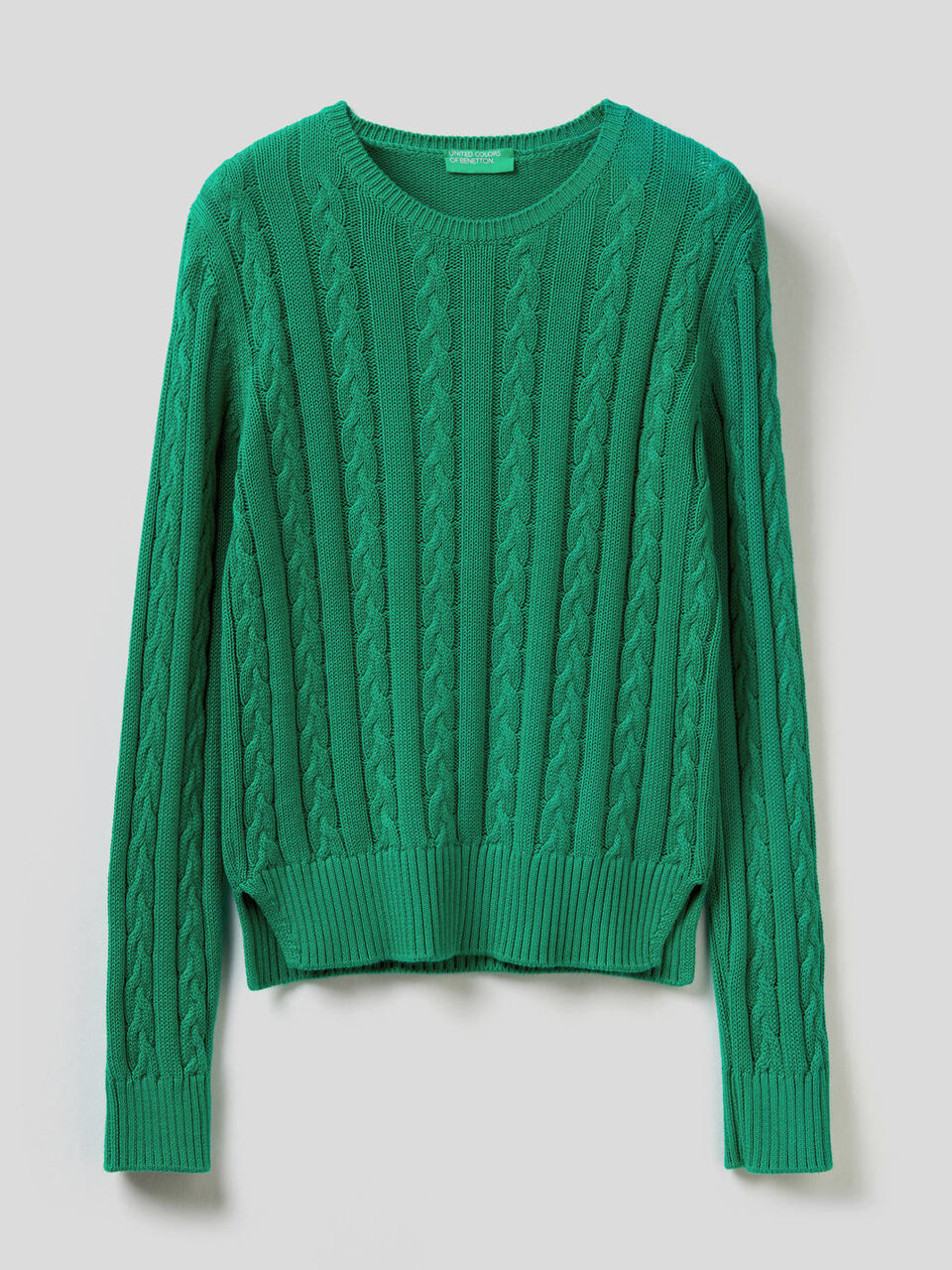 Maglia in cotone con lavorazione a trecce image number 1