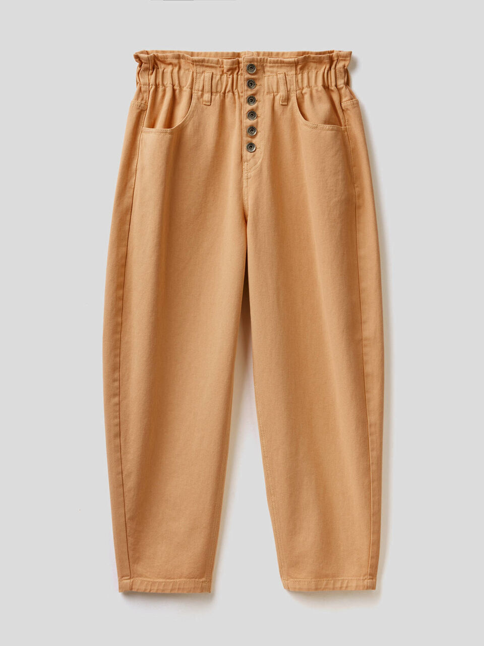 Pantaloni a vita alta in 100% cotone image number 1