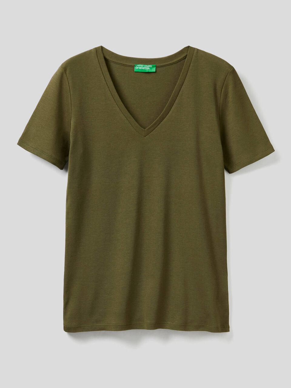 T-shirt in puro cotone con scollo a V image number 1