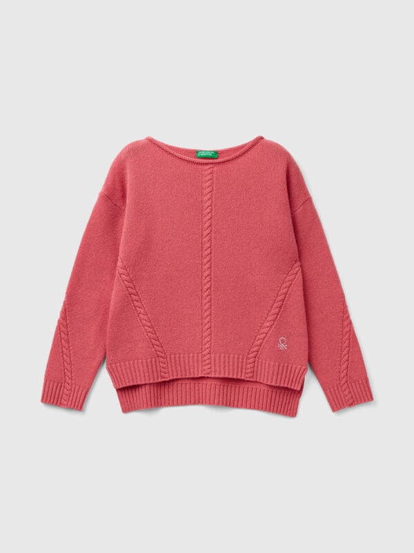 Maglia con trecce in misto lana Bambina