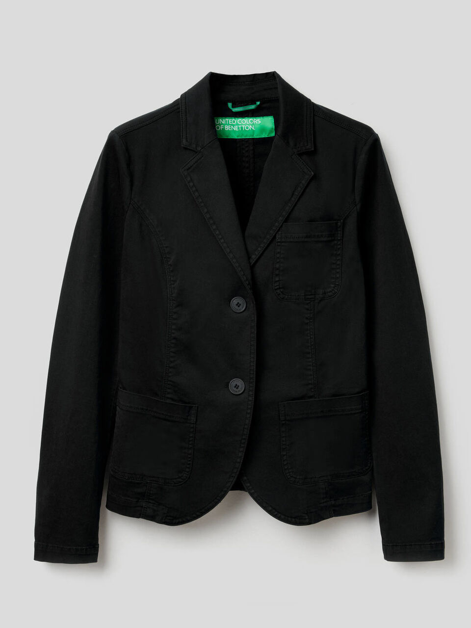 Blazer sciancrato in cotone stretch image number 1
