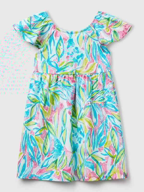 Vestito verde con stampa tropicale Bambina
