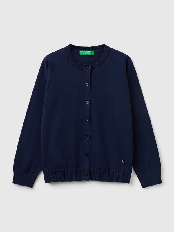 Cardigan girocollo in puro cotone Bambina