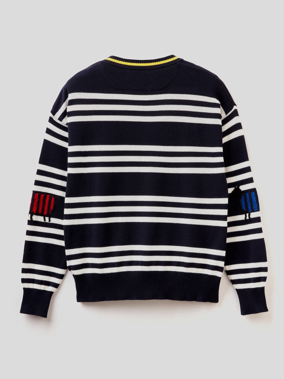 Maglia 100% cotone con righe e intarsi image number 2