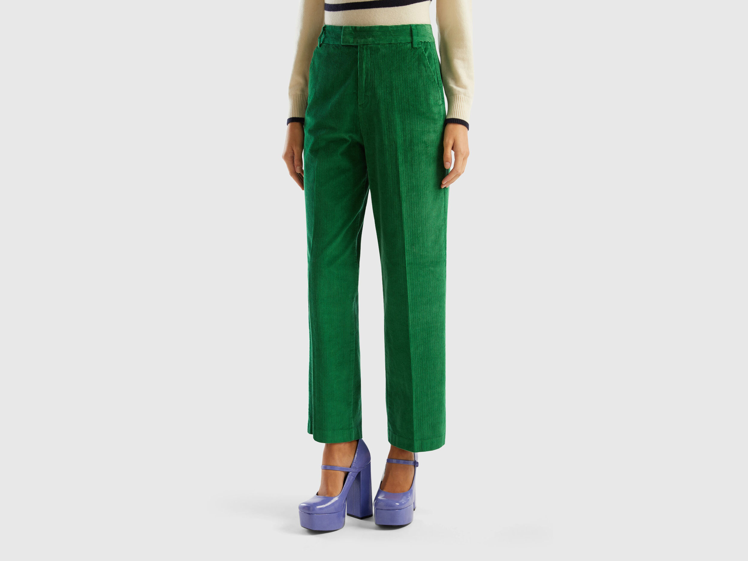 Pantaloni straight in velluto a coste