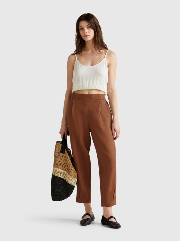 Pantaloni morbidi in puro lino Donna