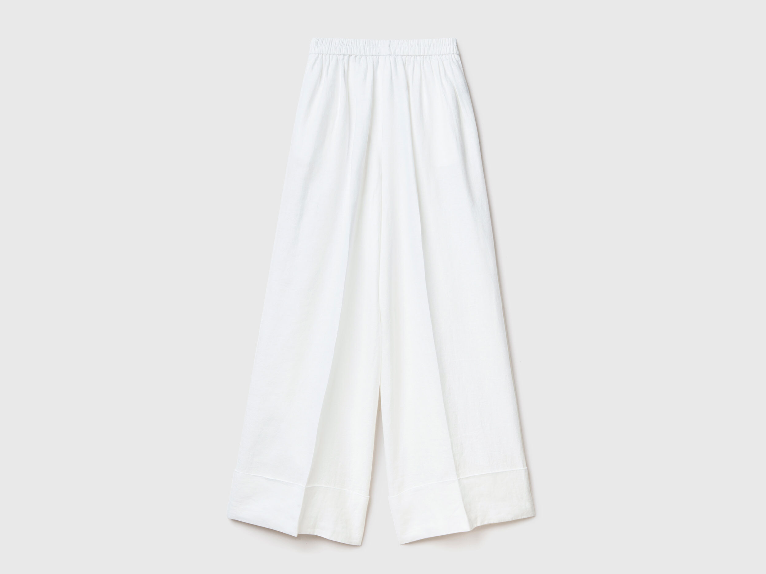 Pantaloni palazzo in 100 lino Bianco Donna Benetton