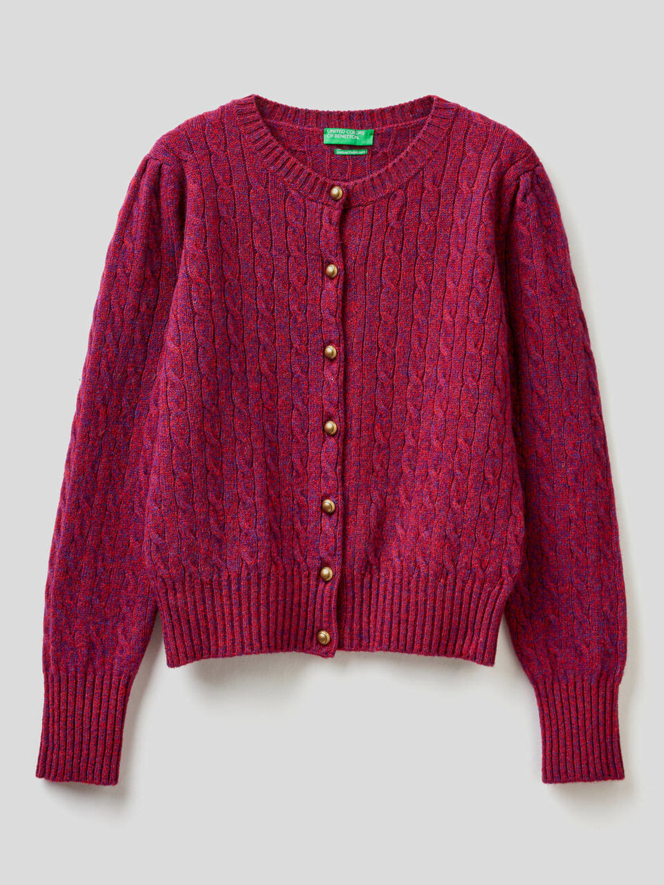 Cardigan a trecce in pura lana Shetland image number 1