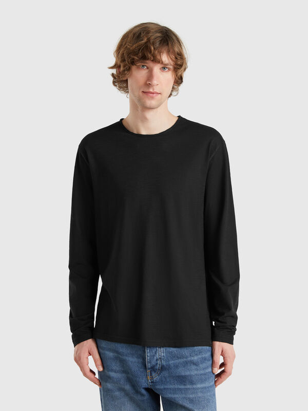 T-shirt a manica lunga in 100% cotone Uomo