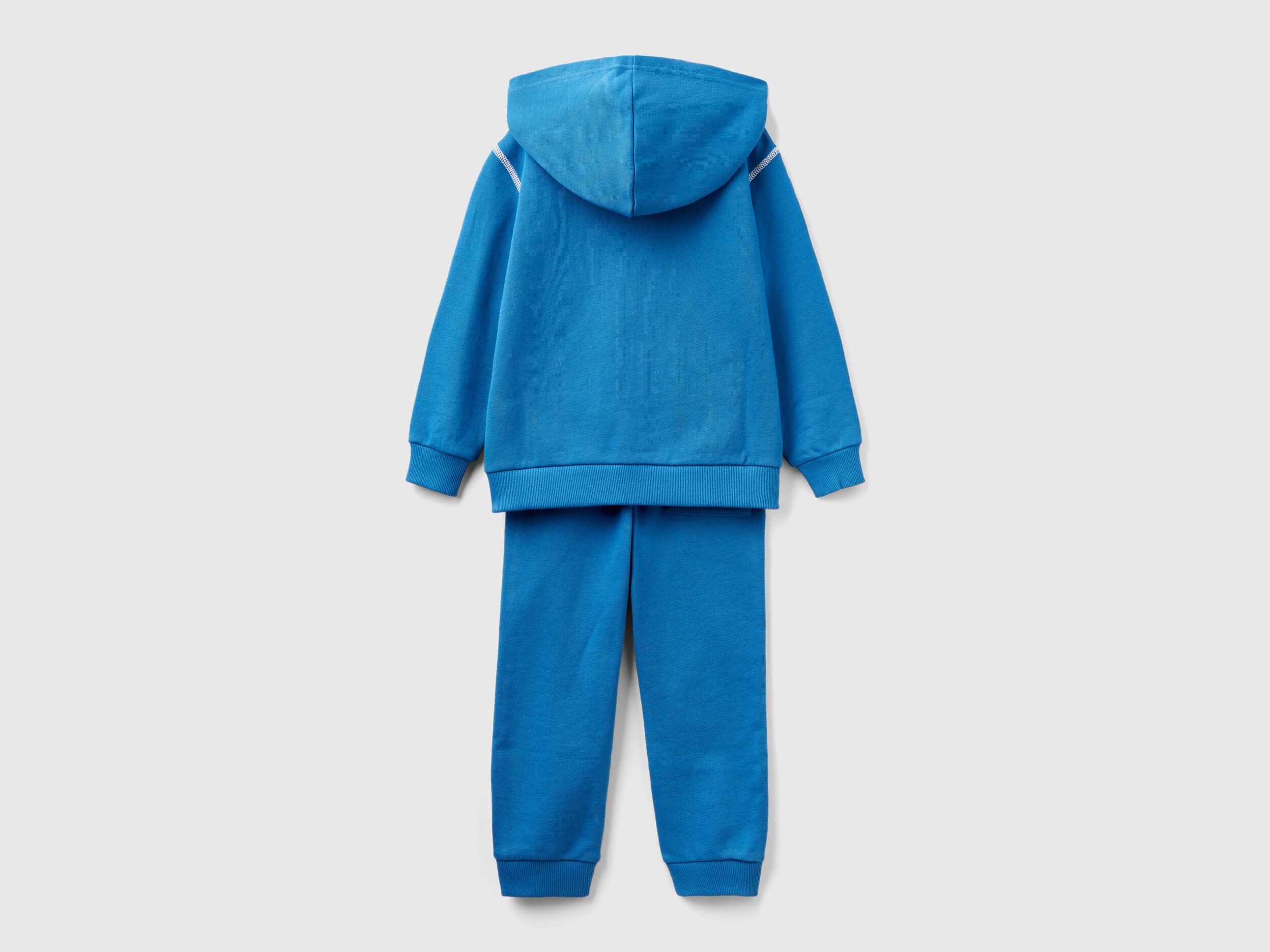 Tuta in felpa 100 cotone Blu Bambino Benetton
