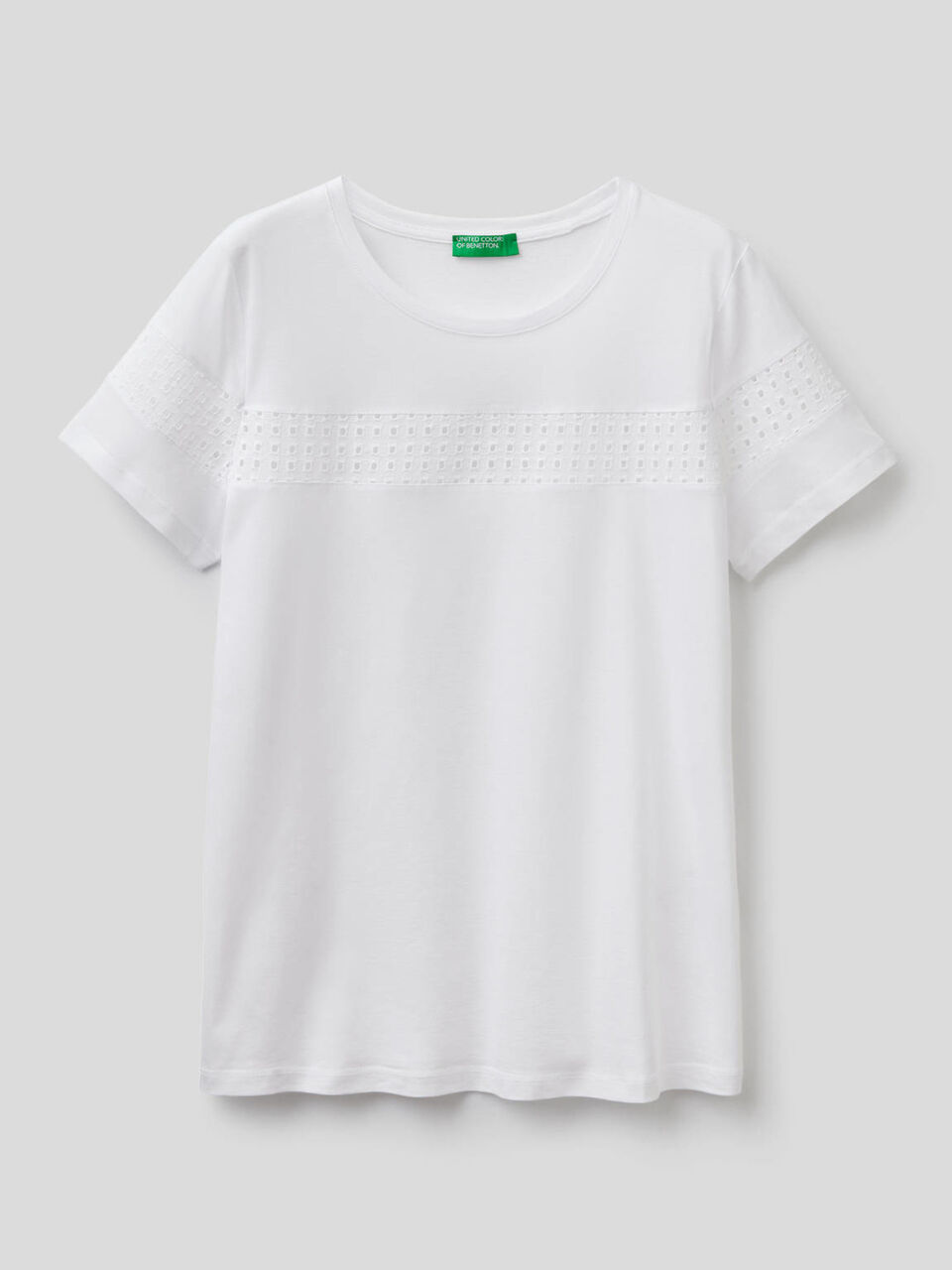 T-shirt con inserto in sangallo image number 1
