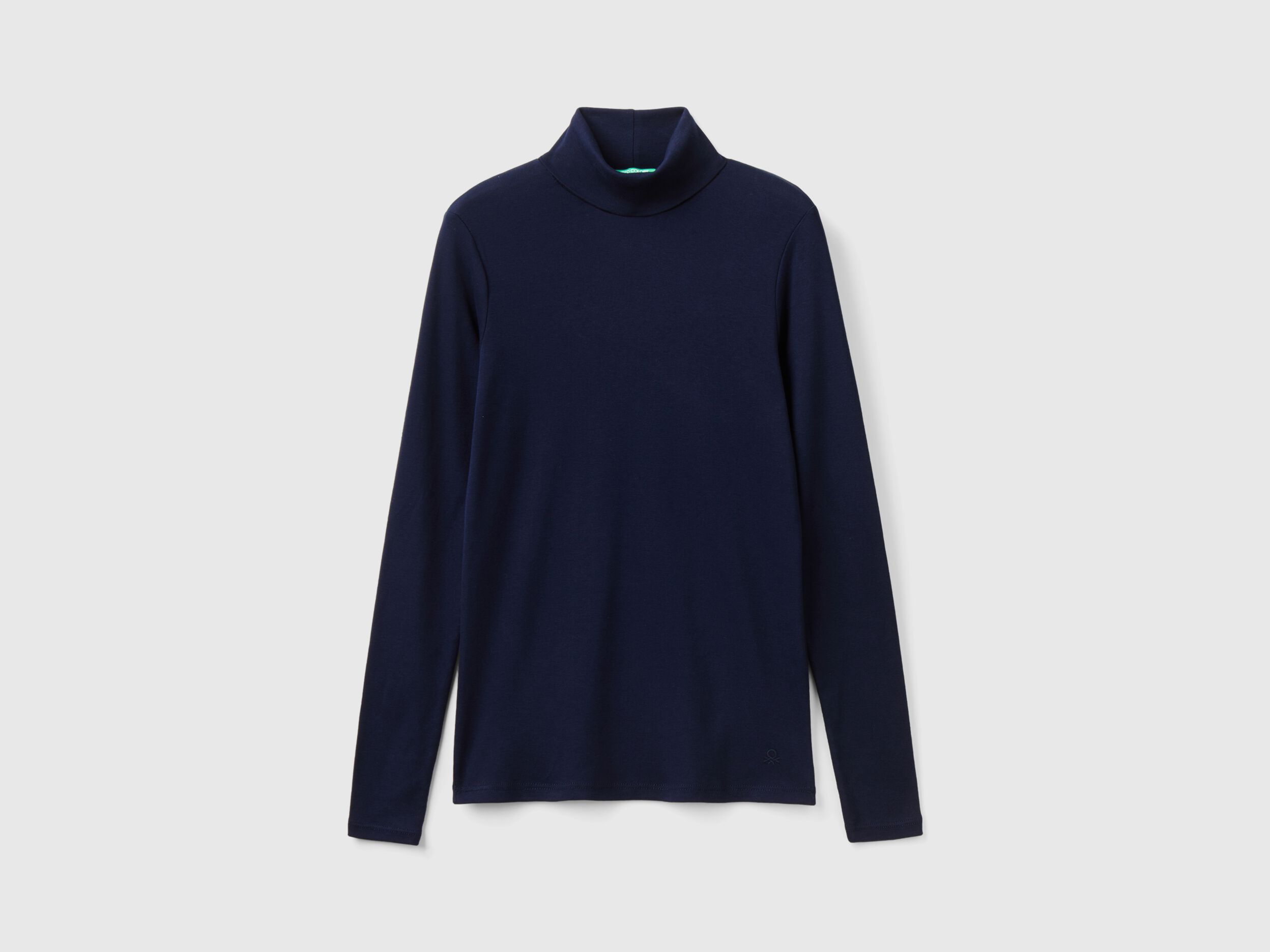 T shirt a manica lunga con collo alto Blu Scuro Benetton