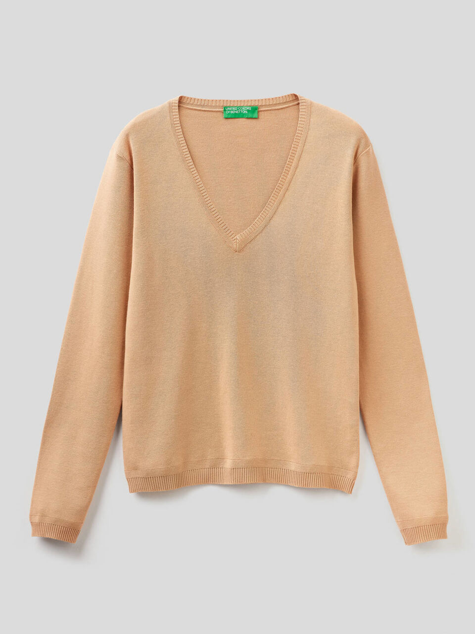 Maglia in puro cotone con scollo a V image number 1