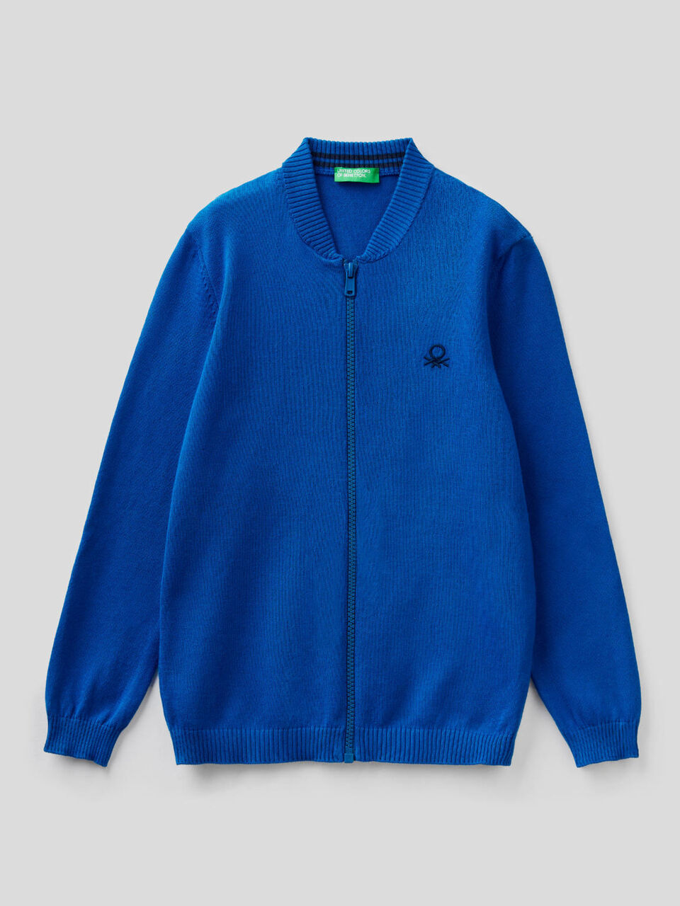 Cardigan con zip in puro cotone image number 1