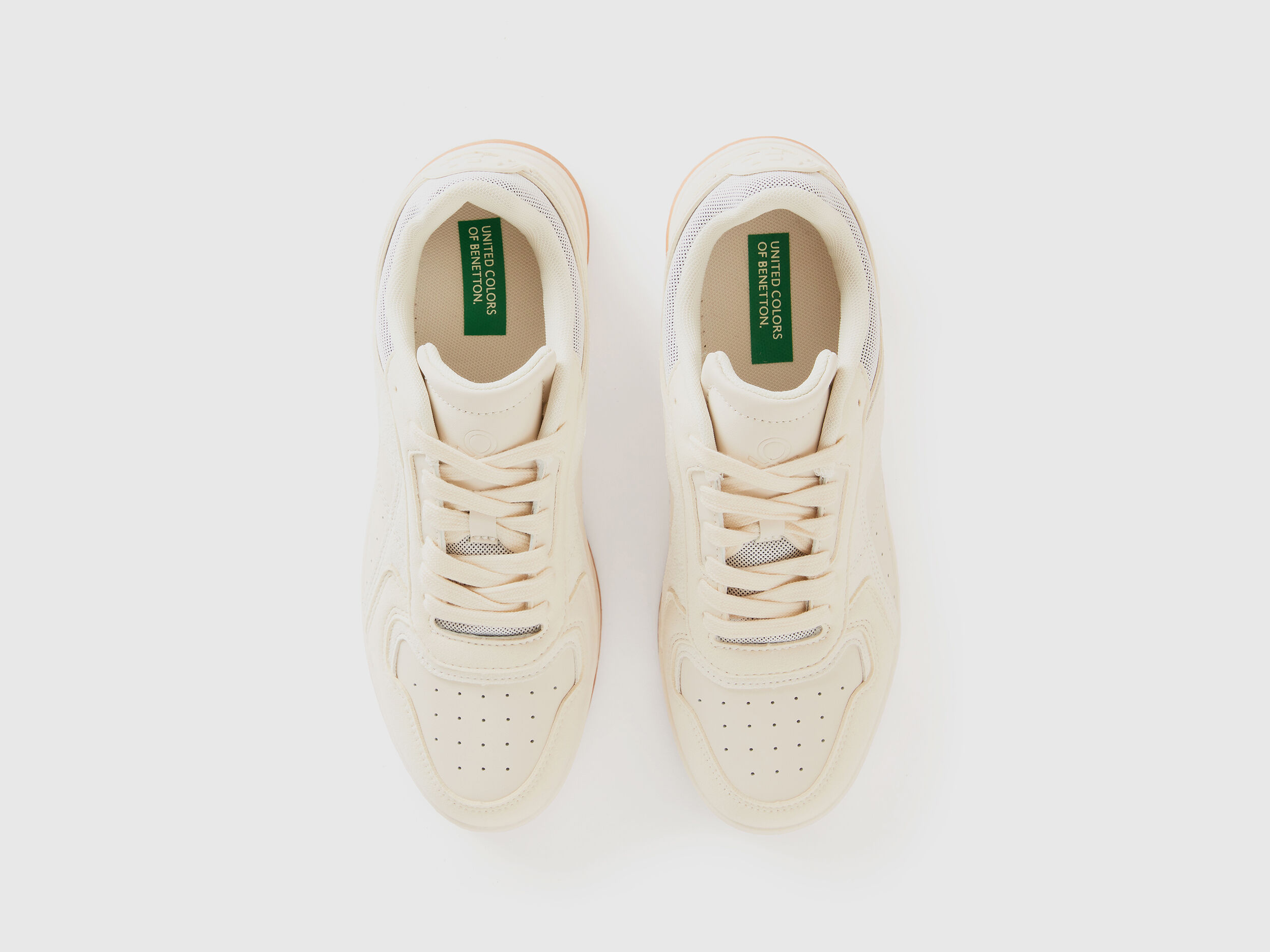 Sneakers basse effetto scamosciato Bianco Panna Benetton