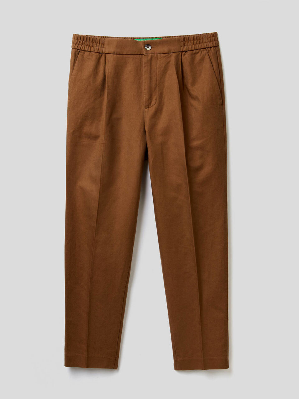 Pantaloni misto lino con elastico in vita image number 1