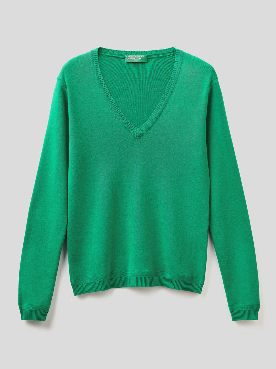 Maglia in puro cotone con scollo a V image number 1