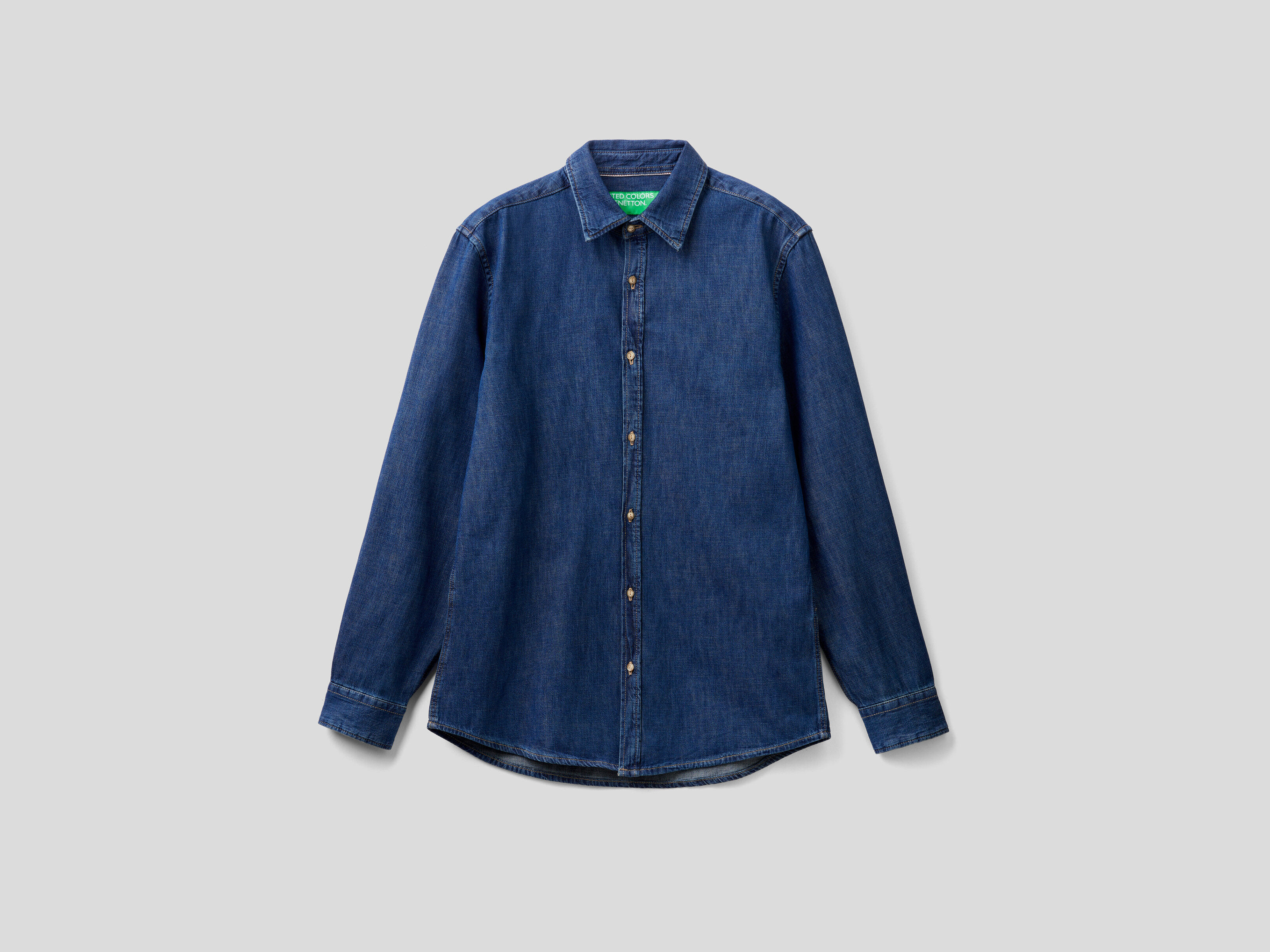 Camicia in jeans 100 cotone Blu Benetton