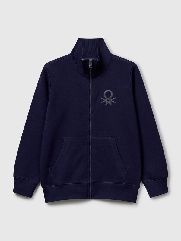Felpa con zip in puro cotone Bambino