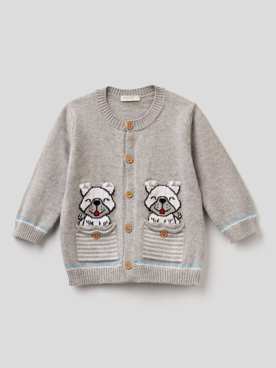 Cardigan 100% cotone con intarsio image number 1