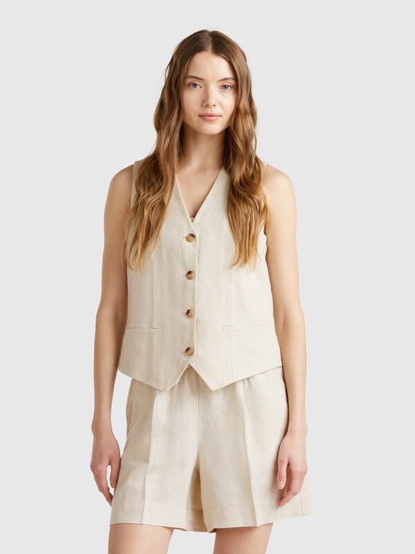 Gilet in puro lino Donna
