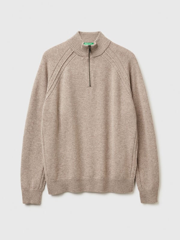 Maglia zippata 100% lana Merino Uomo