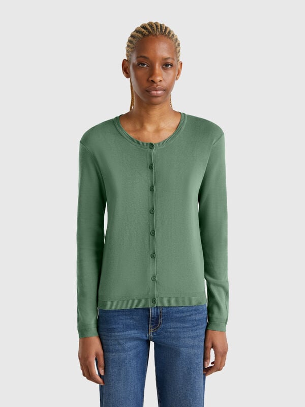 Cardigan girocollo in puro cotone Donna