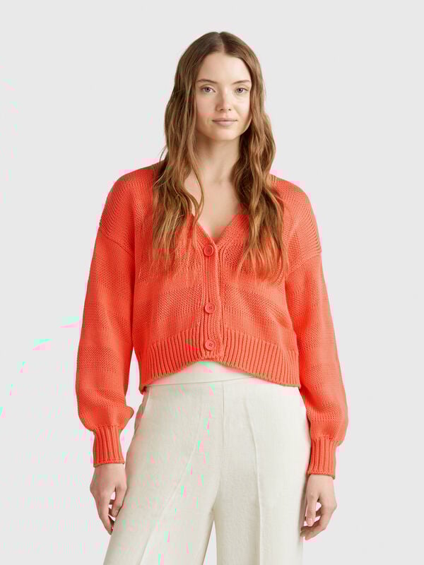 Cardigan lavorato 100% cotone Donna