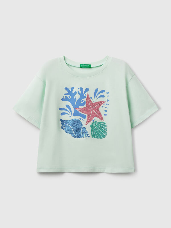 Maglietta con stampa glitterata Bambina