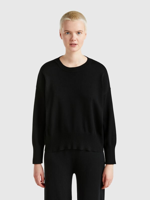 Maglia girocollo in cotone tricot Donna